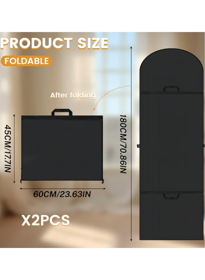 2 PCS Long Dress Bags for Gowns, Wedding Dress Garment Bag for Dresses, Long Garment Bags for Hanging Clothes & Closet Storage, Durable Travel Bag for Women (60*180CM-BLK) - Image 2